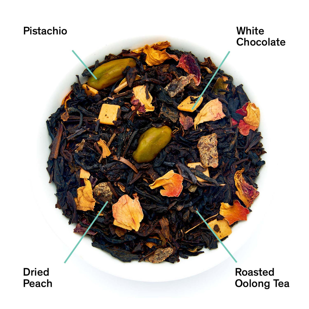 Dark Iris: Peach Pistachio Oolong Tea