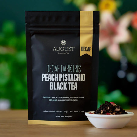 Decaf Dark Iris - Decaffeinated Peach Pistachio Black Tea – August